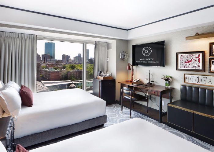 bedroom inside the liberty hotel boston