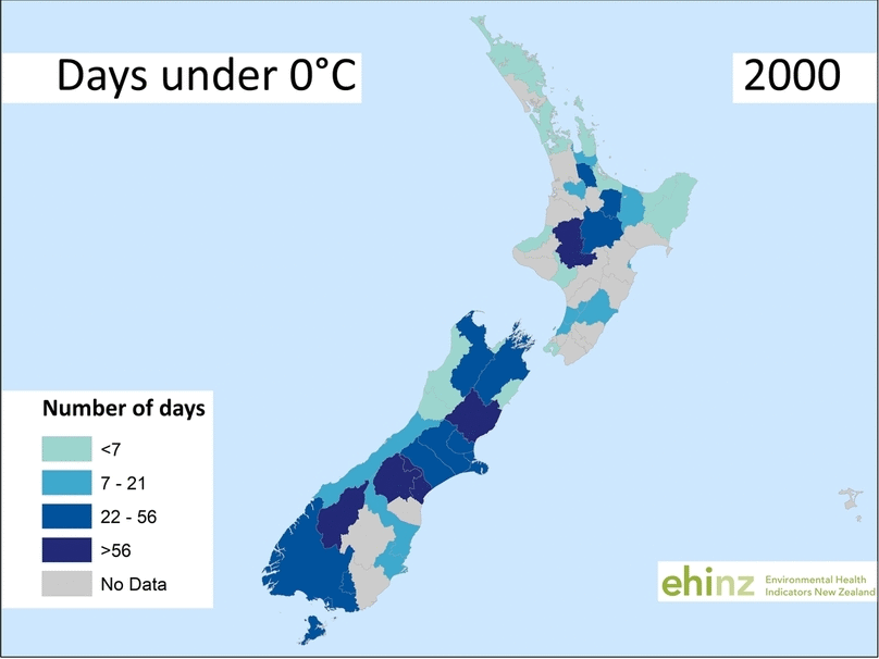 Days under 0°C 2000-2017